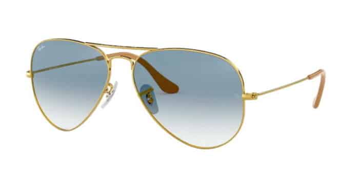 Ray Ban RB3025 001/3F gold crystal gradient light blue crystal lenses