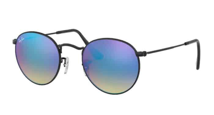 Ray Ban RB 3447 002/4O Shiny black Mirrot gradient blue, blau Verspiegelt