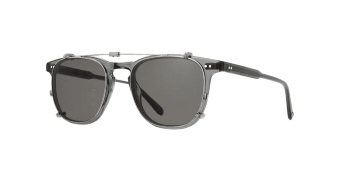 Garrett Leight Brooks Clip On 47 Brushed Silver grau-grün uni G15 side