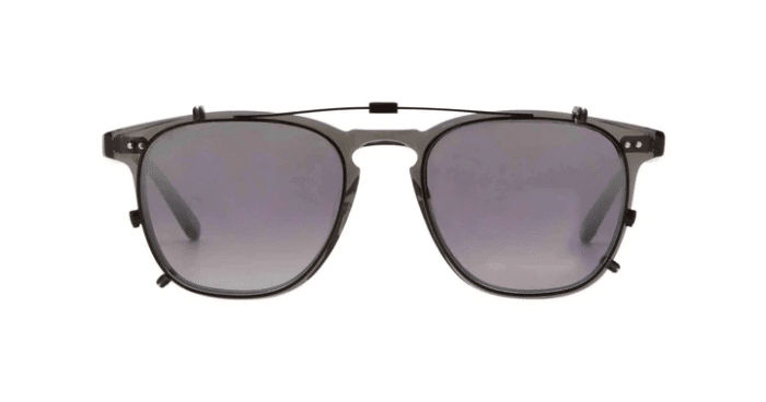 Garrett Leight Brooks Clip On 47 Black Silver Mirage Mirror grau verlaufend leicht verspiegelt