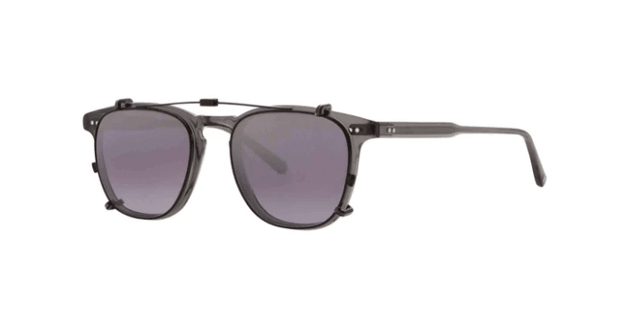 Garrett Leight Brooks Clip On 47 Black Silver Mirage Mirror grau verlaufend leicht verspiegelt side