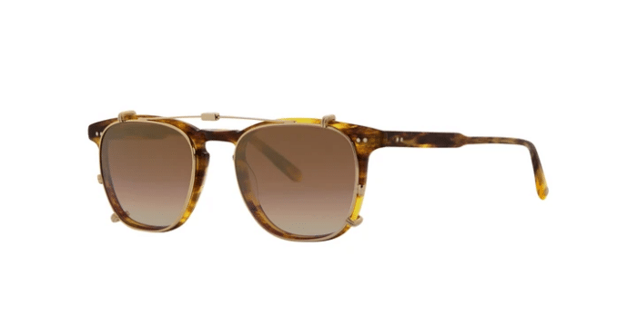 Garrett Leight Brooks Clip On 47 Gold Bronze shadow Mirror braun verlaufend leicht verspiegelt side