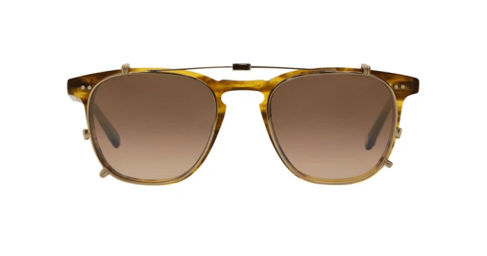 Garrett Leight Brooks Clip On 47 Gold Bronze shadow Mirror braun verlaufend leicht verspiegelt