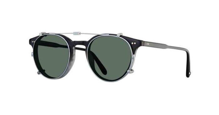 Garrett Leight Clune Clip On S/GRN Silver green grüne Gläser 75% uni side