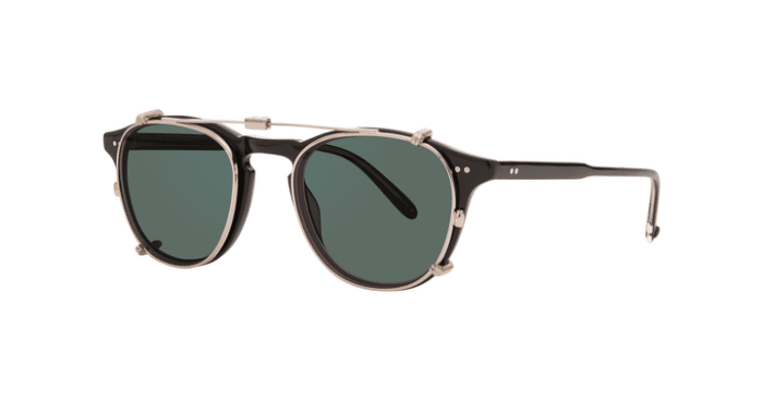 Garrett Leight Hampton M Clip On S/G15 Silver green grau-grüne Gläser 75% uni side