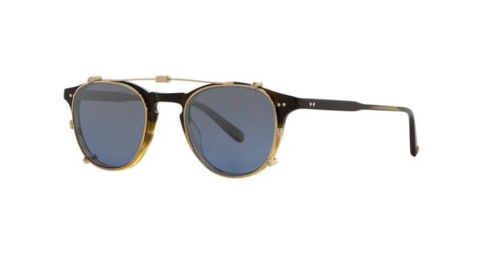 Garrett Leight Hampton M Clip On G/BLUSHM Gold Blue Shadow Mirror verspiegelt side