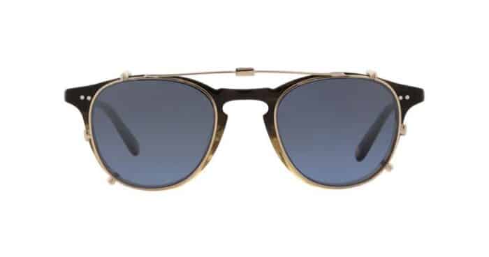 Garrett Leight Hampton M Clip On G/BLUSHM Gold Blue Shadow Mirror verspiegelt