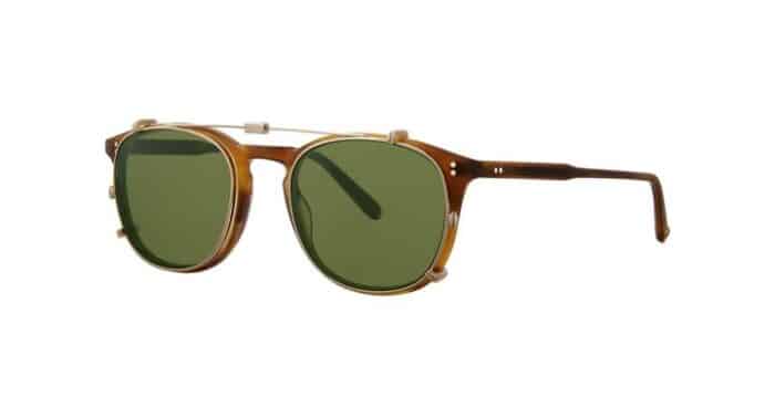 Garrett Leight Kinney Clip On G/GRN Gold Green lenses side