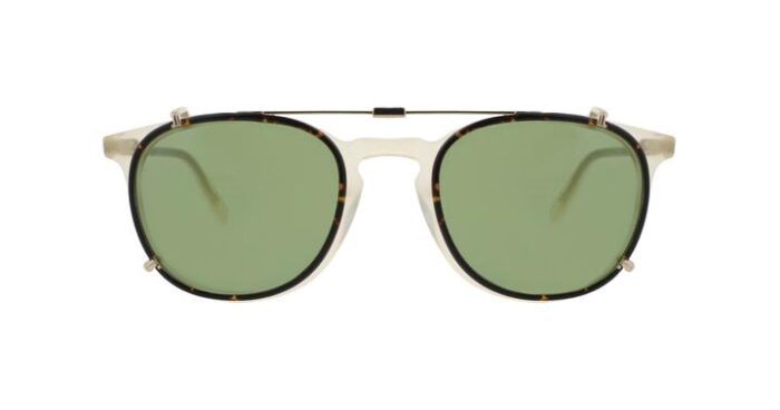 Garrett Leight Kinney Clip On G-DGT/GRN Gold dark golden tortoise Green lenses