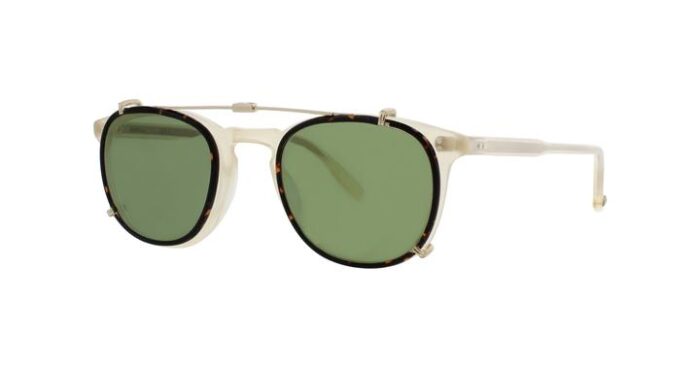 Garrett Leight Kinney Clip On G-DGT/GRN Gold dark golden tortoise Green lenses side