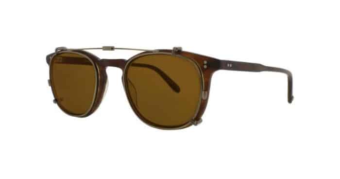 Garrett Leight Kinney Clip On BG7BRN Brushed gold brown side