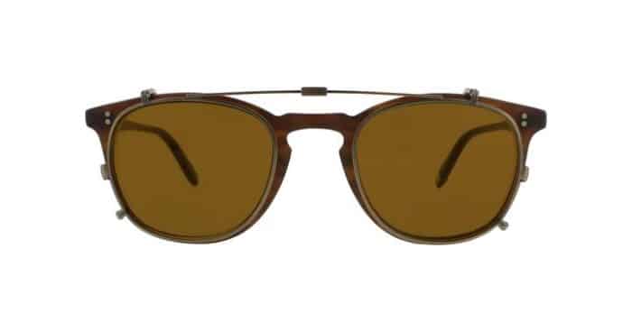 Garrett Leight Kinney Clip On BG7BRN Brushed gold brown lenses