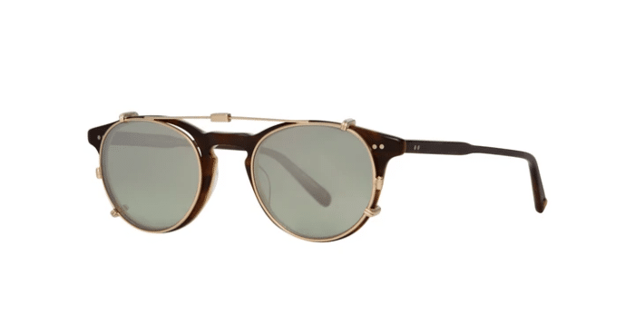 Garrett Leight Winward Clip On MG/SSHM Matte Gold Sage Shadow Mirror verspiegelt side