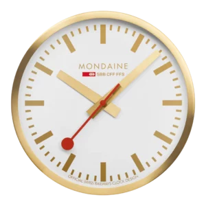 Mondaine Wanduhr Gold 40cm goldene Zeiger